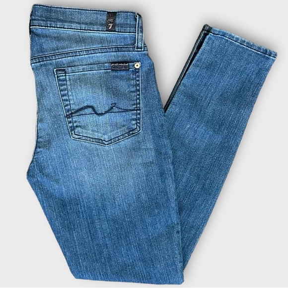 7 For All Mankind Medium Wash "Gwenevere" Skinny Jeans, Size 29 - Picture 1 of 10